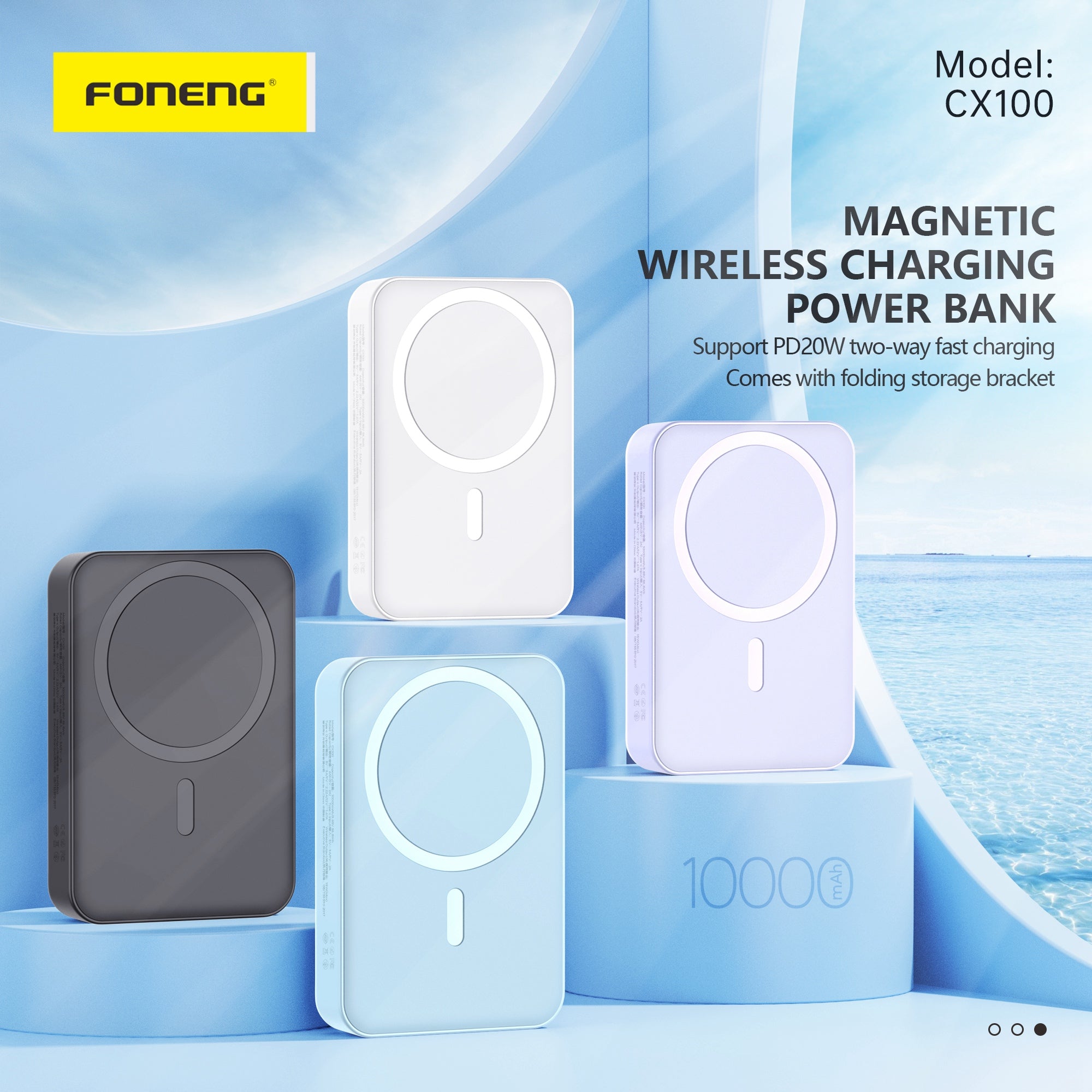 CX100 10000mAh Magnetic Wireless Power Bank (15W)