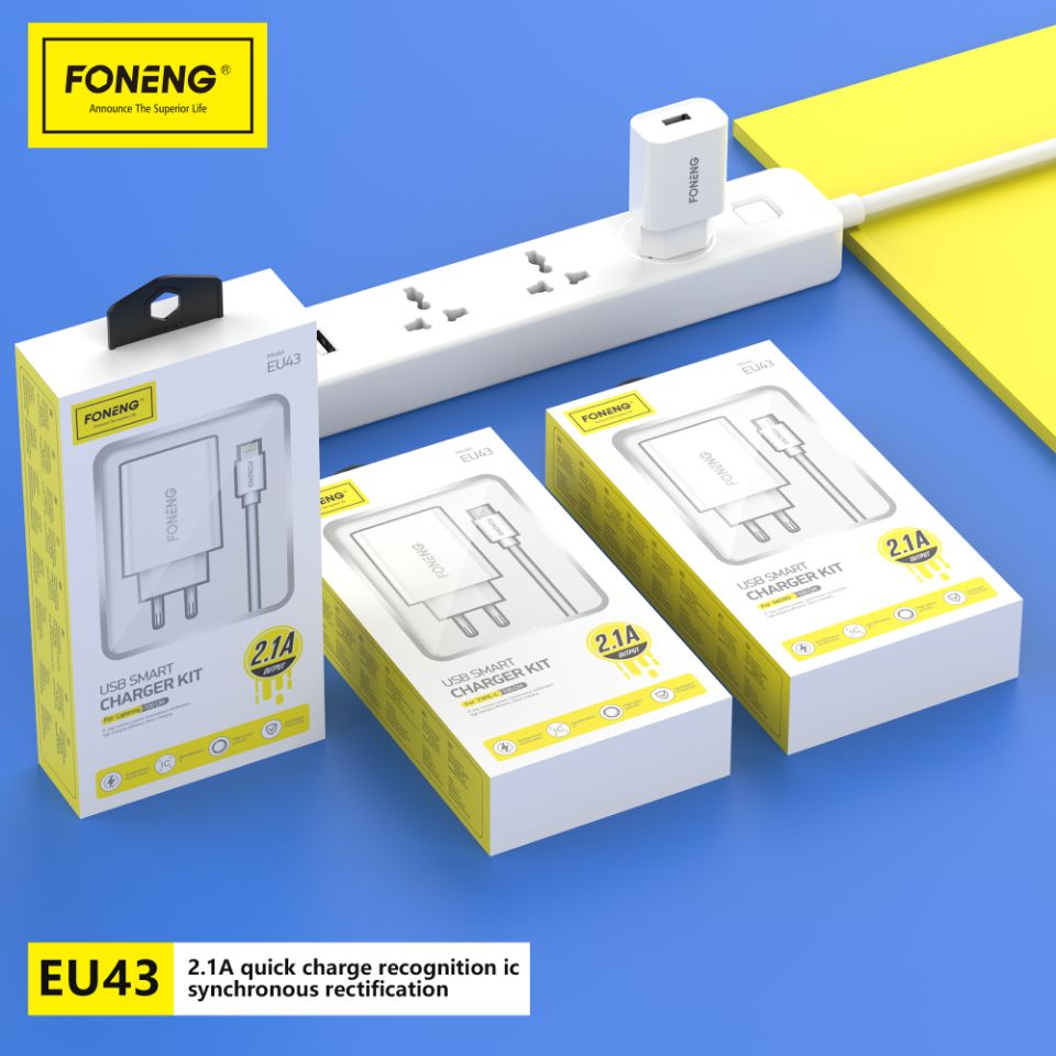 Chargeur USB-A EU43 (2,1 A) (Micro /IPHONE/ TYPE-C)