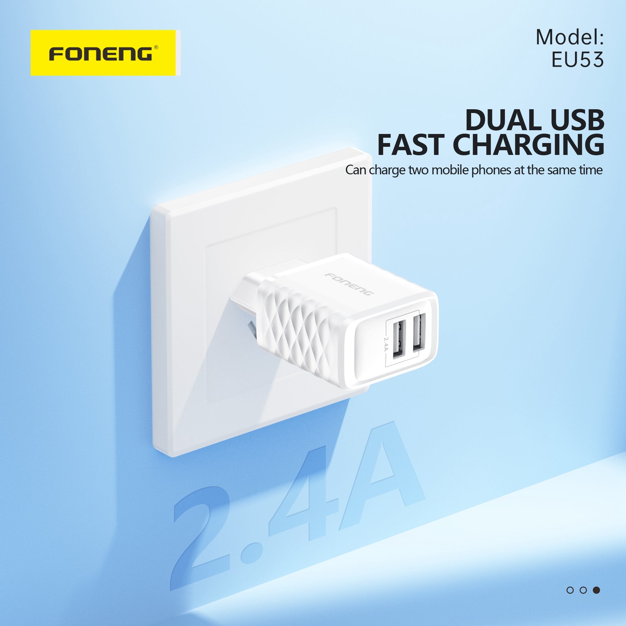 Chargeur EU53 USB-A à 2 ports (2,4 A) (Micro/ TYPE-C)