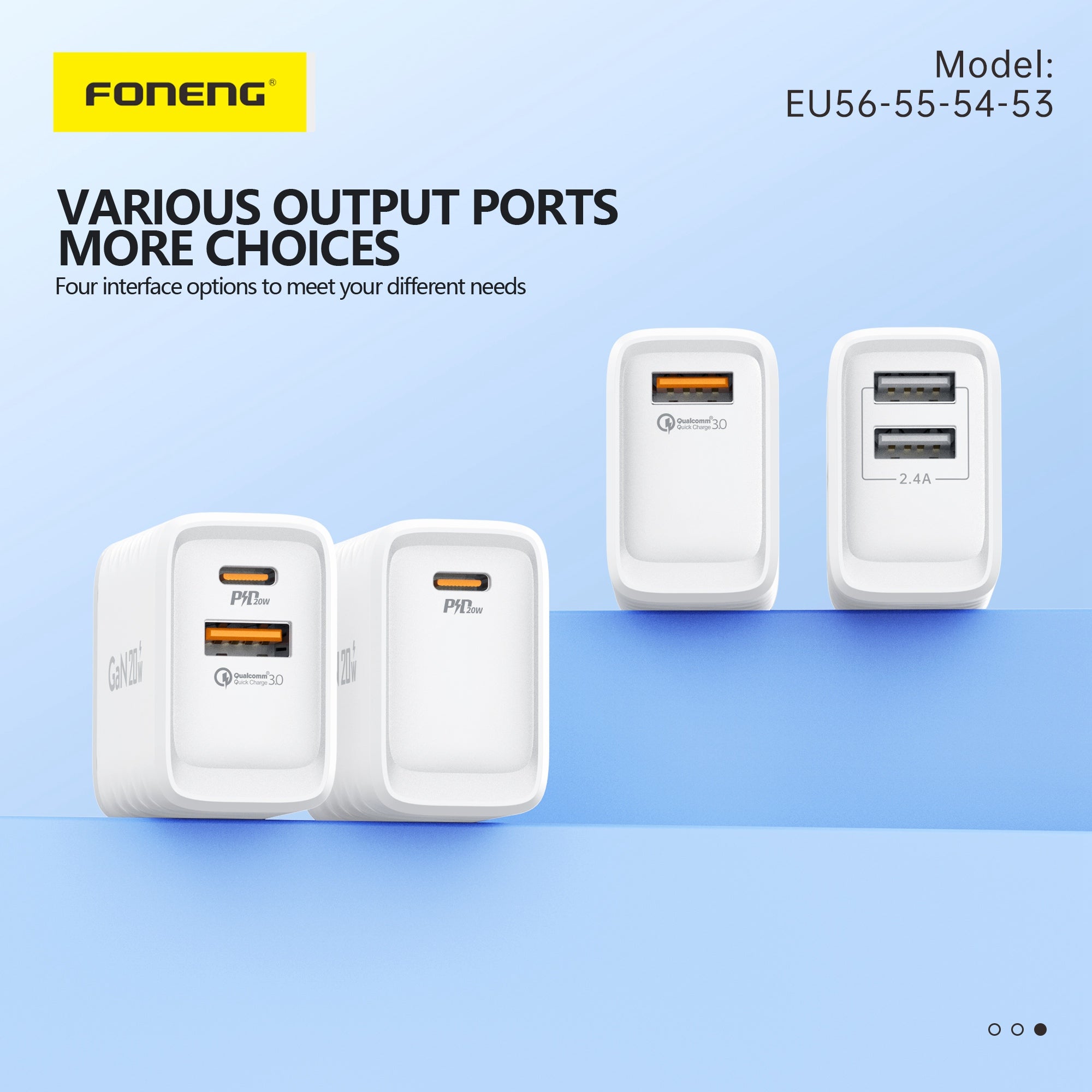 Chargeur USB-A EU54 (3A) (Micro/ TYPE-C /IPHONE)